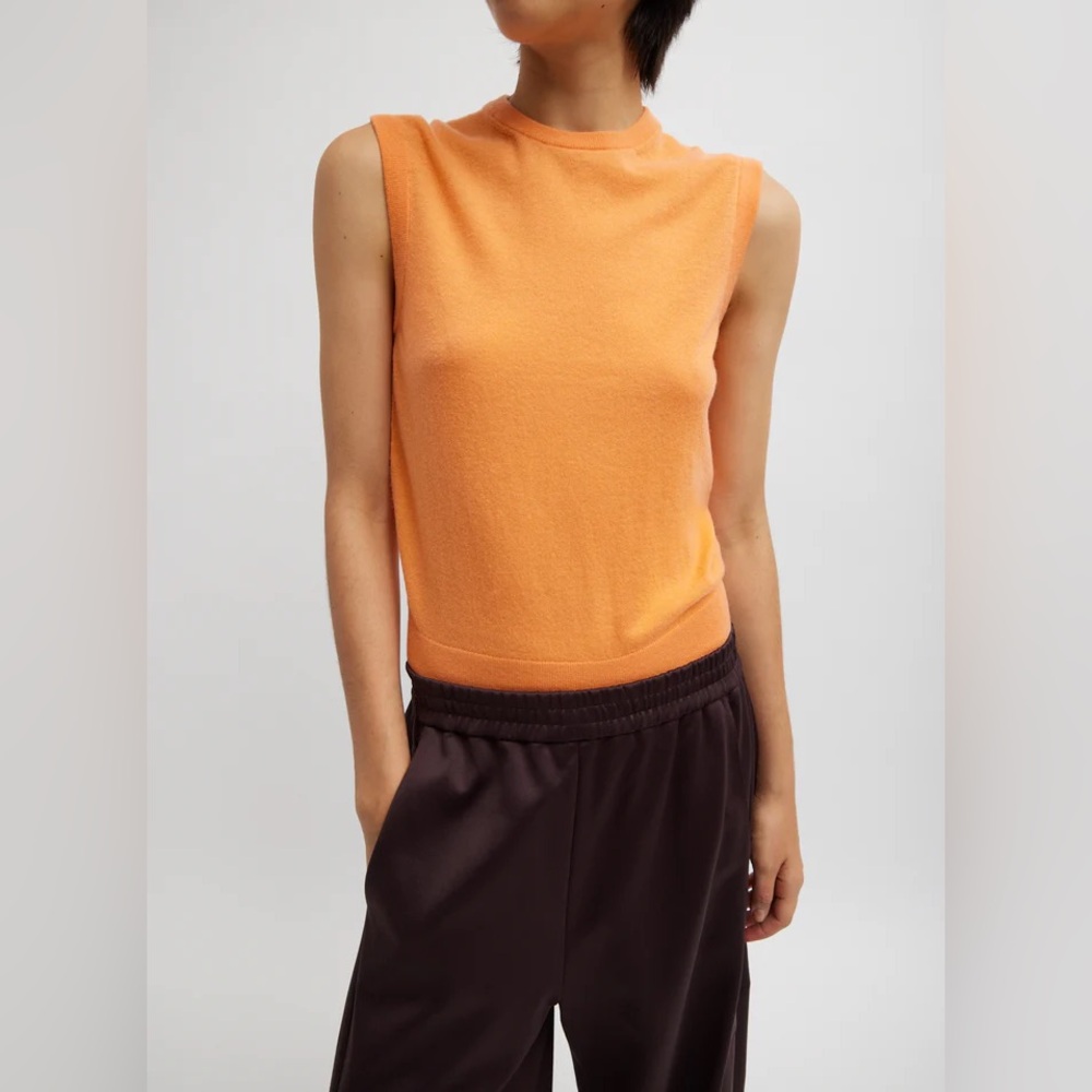 $345 NWT Tibi Skinlike Mercerized Wool Tank In Melon Orange (XL)